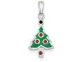 FJC Finejewelers Sterling Silver Enameled Christmas Tree Pendant Necklace - Chain Included