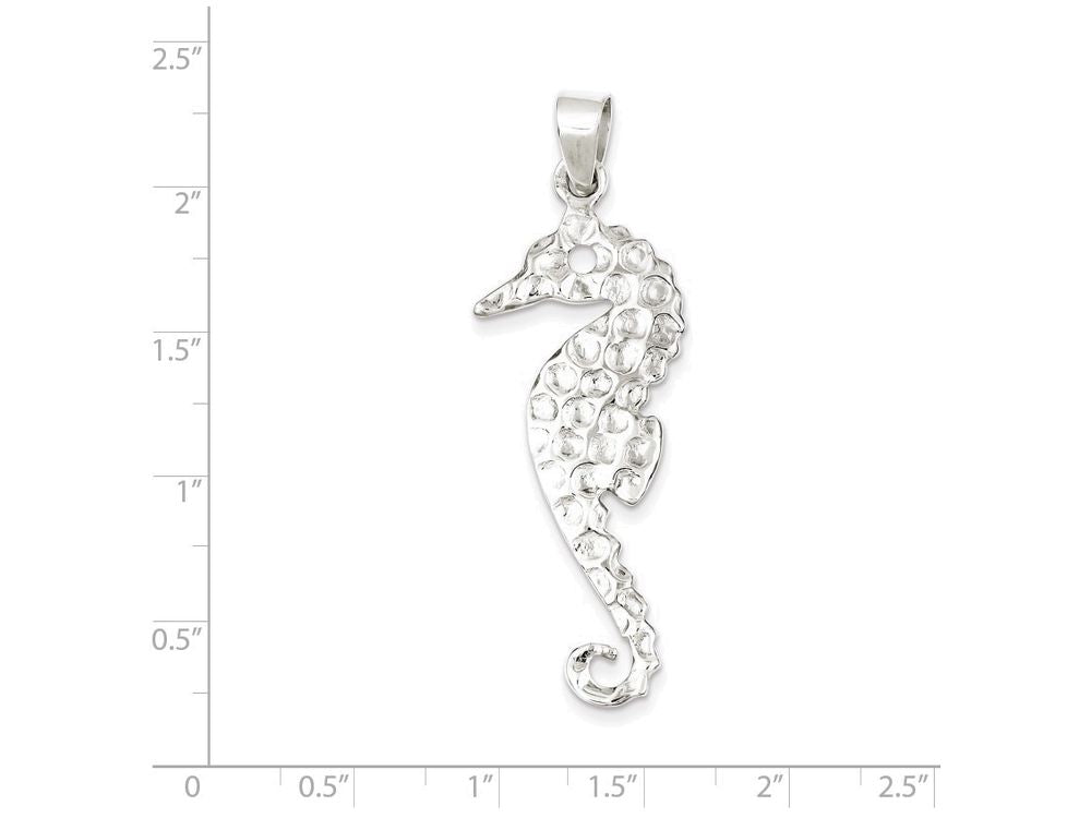 FJC Finejewelers Sterling Silver Hammered Polished Seahorse Pendant Necklace - Chain Included
