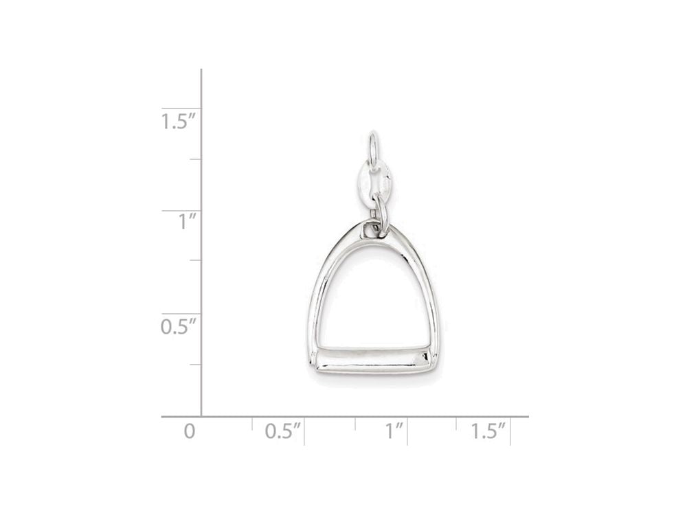 FJC Finejewelers Sterling Silver Large Polished Horse Stirrup Charm