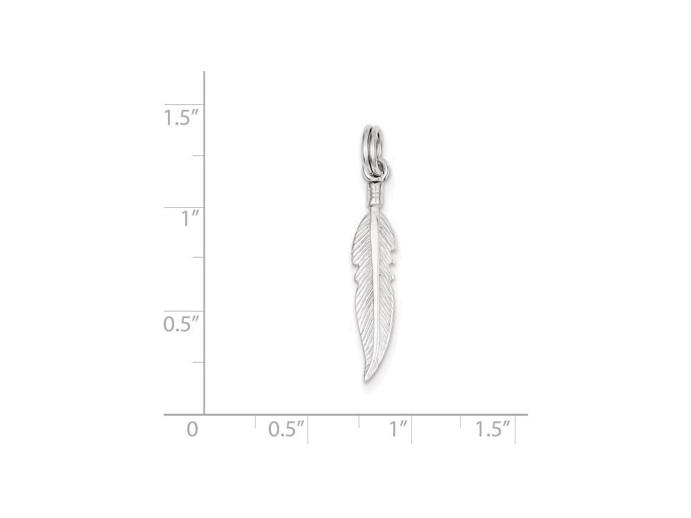 FJC Finejewelers Sterling Silver Polished Feather Charm