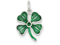 FJC Finejewelers Sterling Silver Enameled 4-leaf Clover With Green Glass Stone Charm
