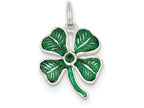 FJC Finejewelers Sterling Silver Enameled 4-leaf Clover With Green Glass Stone Charm