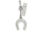 FJC Finejewelers Sterling Silver Polished Luck and Horseshoe Pendant Necklace - Chain Included