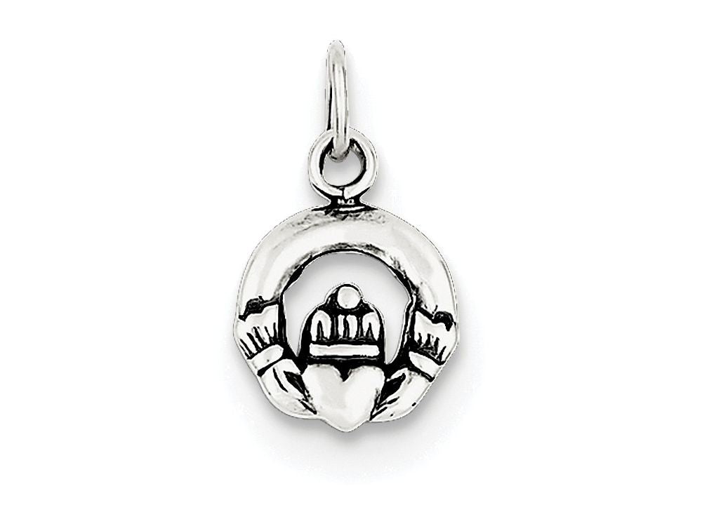 FJC Finejewelers Sterling Silver Mini Antiqued Claddagh Charm