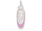 FJC Finejewelers Sterling Silver Polished Enamel Ballet Slipper Pendant Necklace - Chain Included
