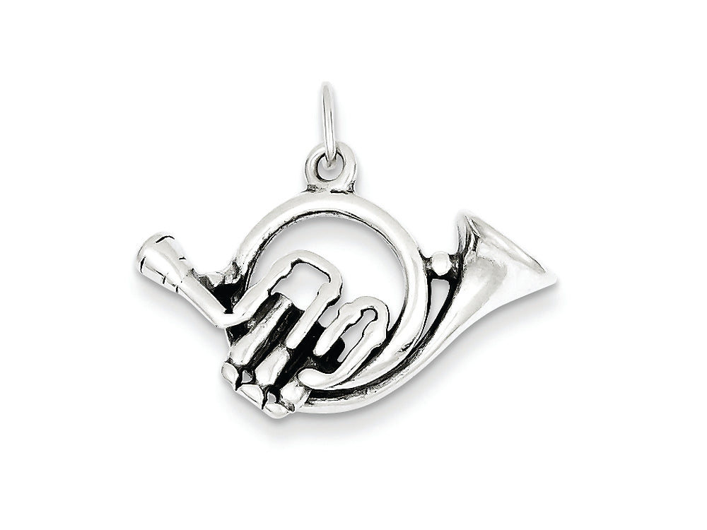 FJC Finejewelers Sterling Silver Antiqued French Horn Charm