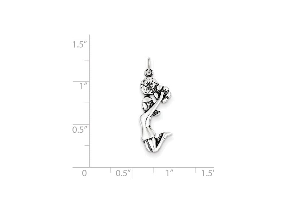 FJC Finejewelers Sterling Silver Antiqued Cheerleader Charm
