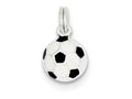 FJC Finejewelers Sterling Silver Black and White Enameled Soccer Ball Charm