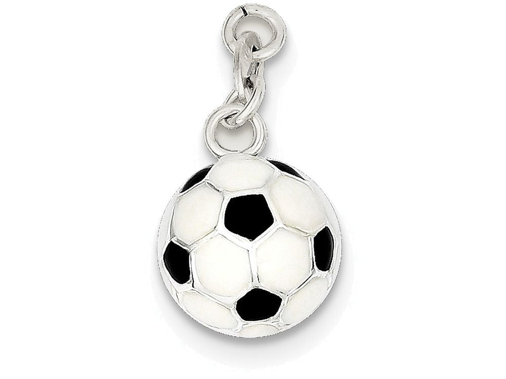 FJC Finejewelers Sterling Silver Enameled Soccer Ball Charm