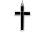 FJC Finejewelers Sterling Silver Brushed and Polished Enamel Black Cross Pendant Necklace - Chain Included