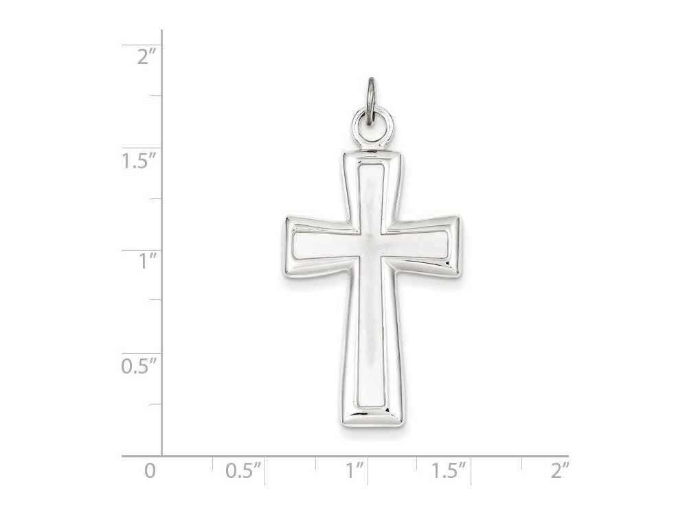 FJC Finejewelers Sterling Silver Polished And Satin Cross Pendant Necklace - Chain Included