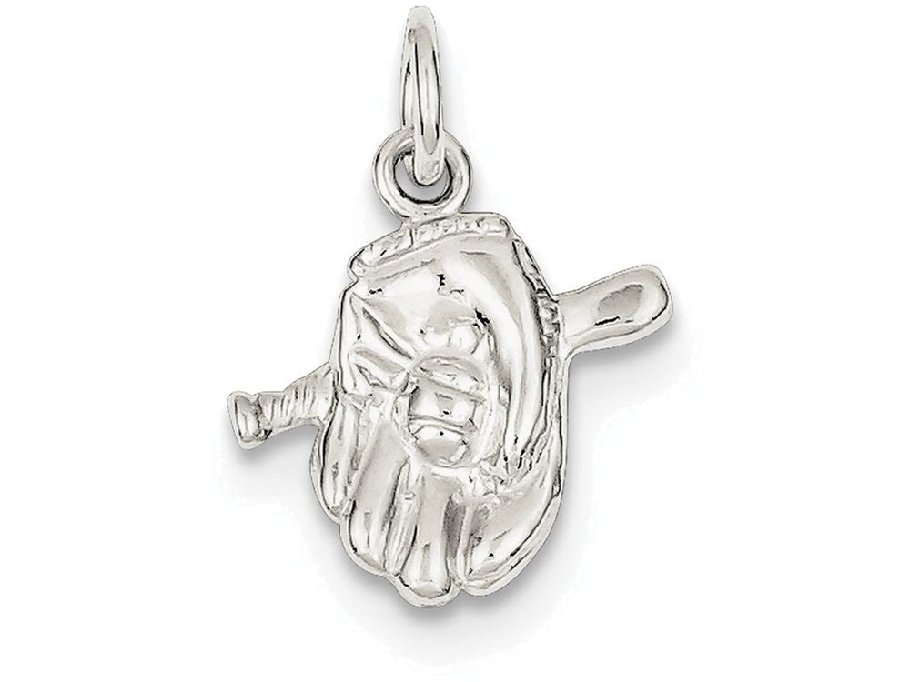 FJC Finejewelers Sterling Silver Baseball Glove and Bat Charm