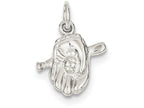 FJC Finejewelers Sterling Silver Baseball Glove and Bat Charm
