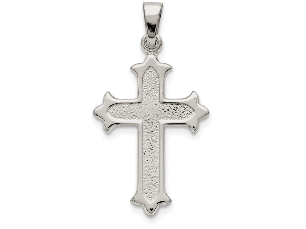 FJC Finejewelers Sterling Silver Polished And Textured Cross Pendant Necklace - Chain Included