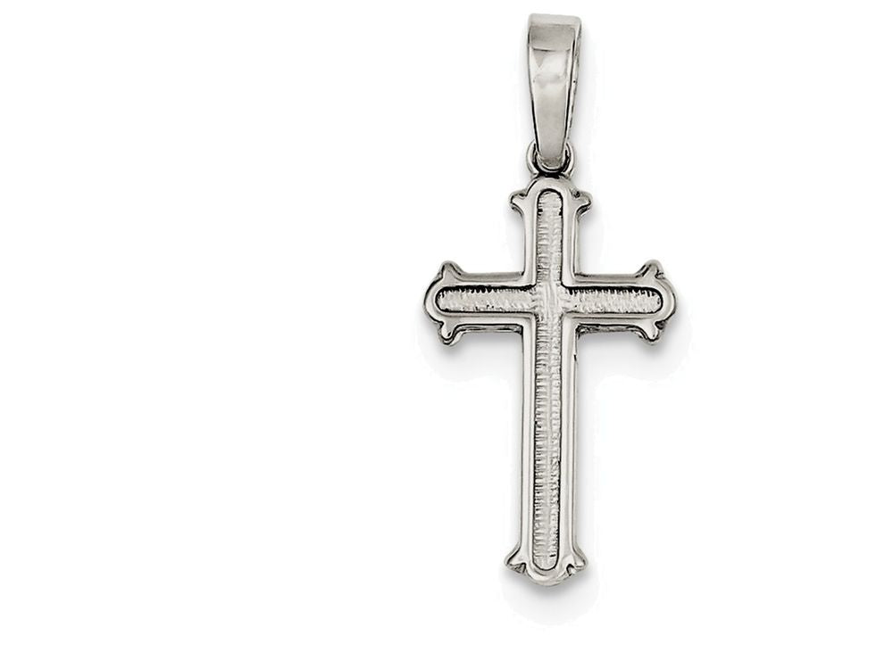FJC Finejewelers Sterling Silver Polished And Matte Finish Cross Pendant Necklace - Chain Included