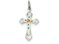 FJC Finejewelers Sterling Silver With Enamel Closine Cross Pendant Necklace - Chain Included