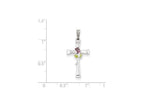FJC Finejewelers Sterling Silver Cross With Epoxy Rose Center Pendant Necklace - Chain Included