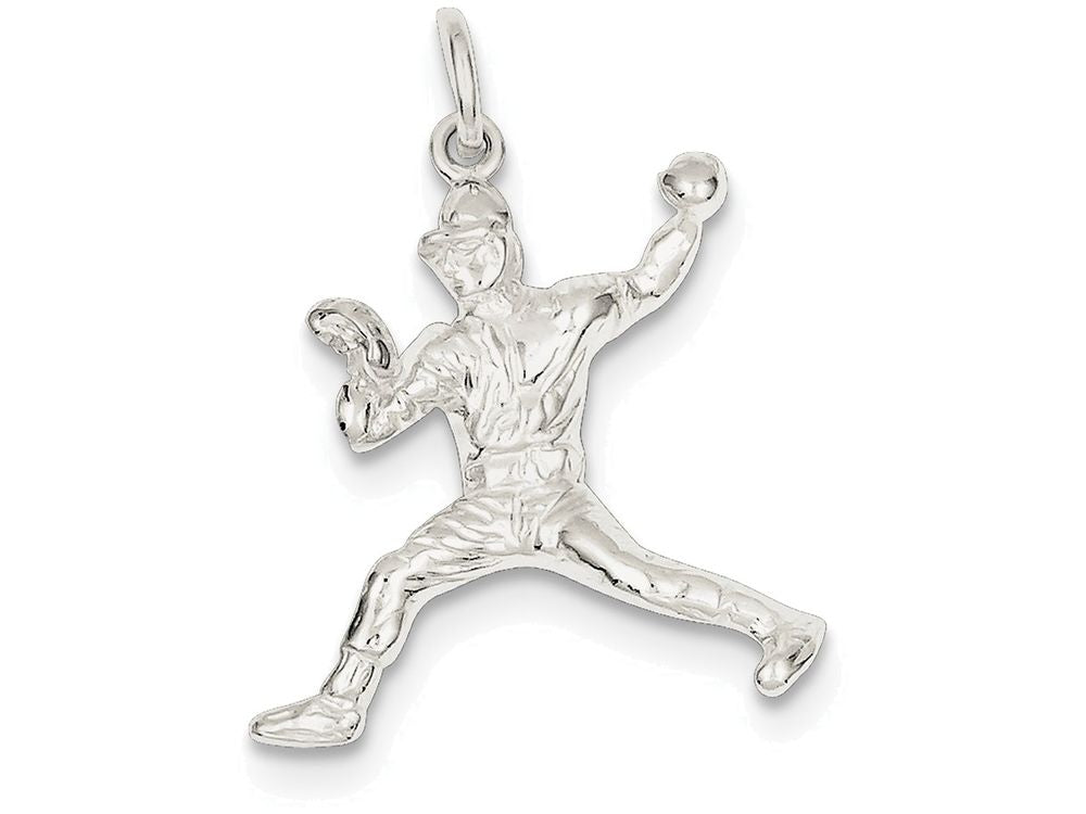 FJC Finejewelers Sterling Silver Baseball Pitcher Charm