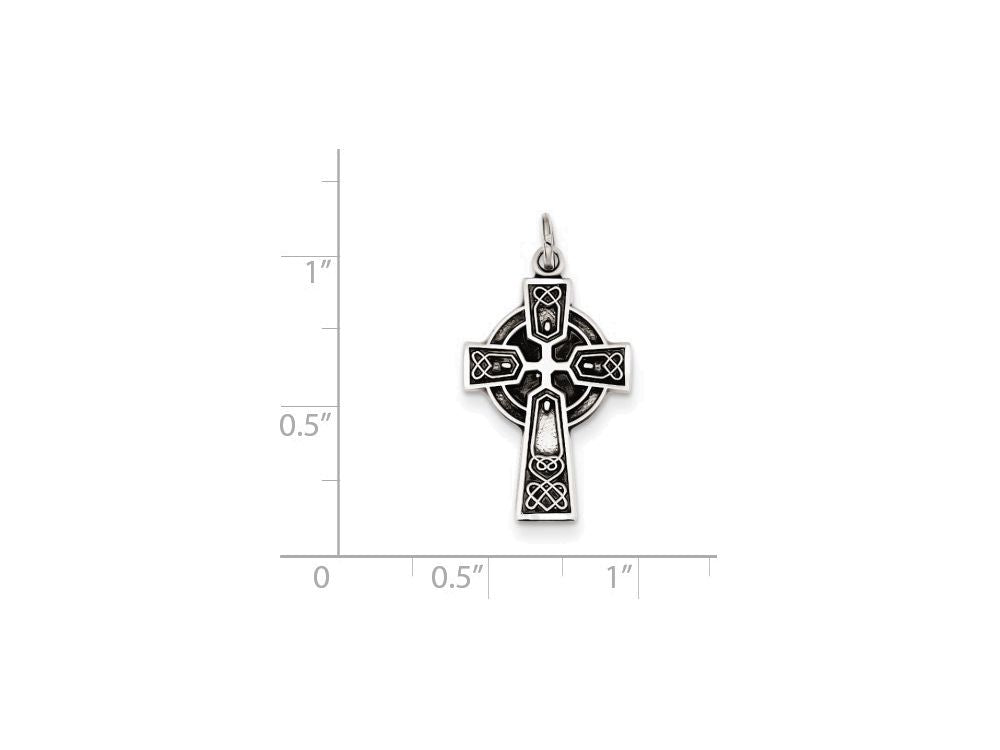 FJC Finejewelers Sterling Silver Antiqued Satin Celtic Cross Pendant Necklace - Chain Included