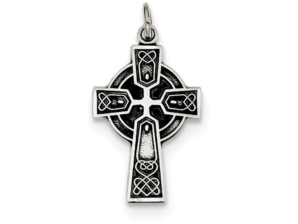FJC Finejewelers Sterling Silver Antiqued Satin Celtic Cross Pendant Necklace - Chain Included