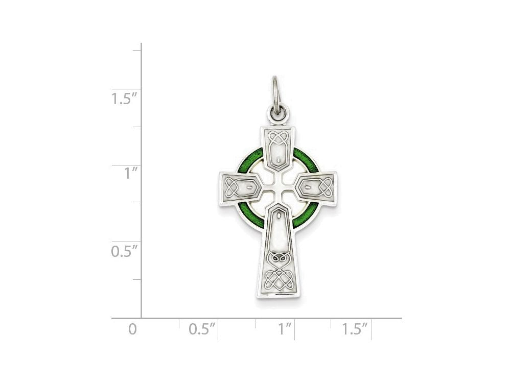 FJC Finejewelers Sterling Silver Polished Epoxy Irish Cross Pendant Necklace - Chain Included