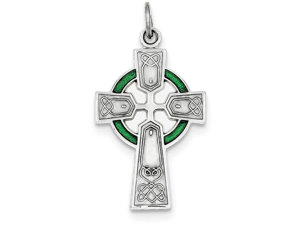 FJC Finejewelers Sterling Silver Polished Epoxy Irish Cross Pendant Necklace - Chain Included