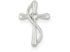 FJC Finejewelers Sterling Silver Polished Cubic Zirconia Cross Pendant Necklace - Chain Included