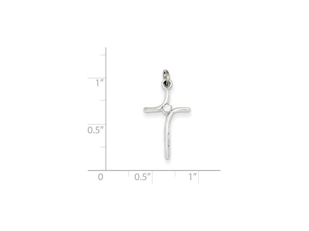 FJC Finejewelers Sterling Silver Cross With Cubic Zirconia Center Pendant Necklace - Chain Included