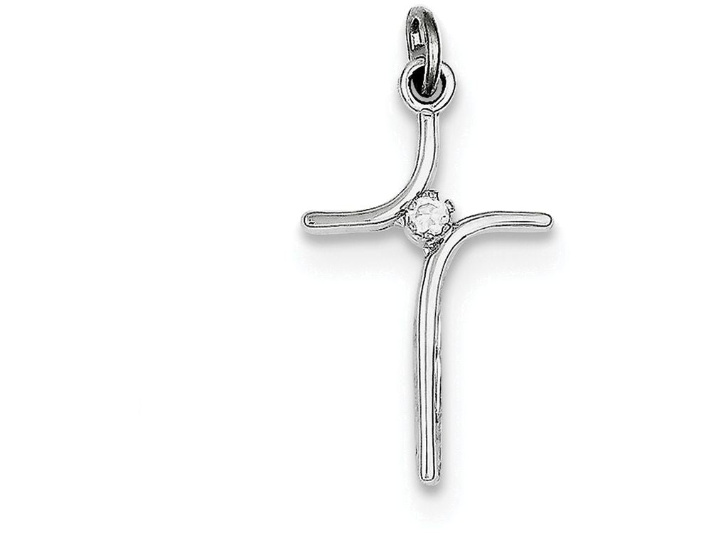 FJC Finejewelers Sterling Silver Cross With Cubic Zirconia Center Pendant Necklace - Chain Included