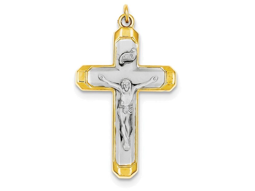 FJC Finejewelers Sterling Silver Satin and Polished Corpus Cross Pendant Necklace - Chain Included