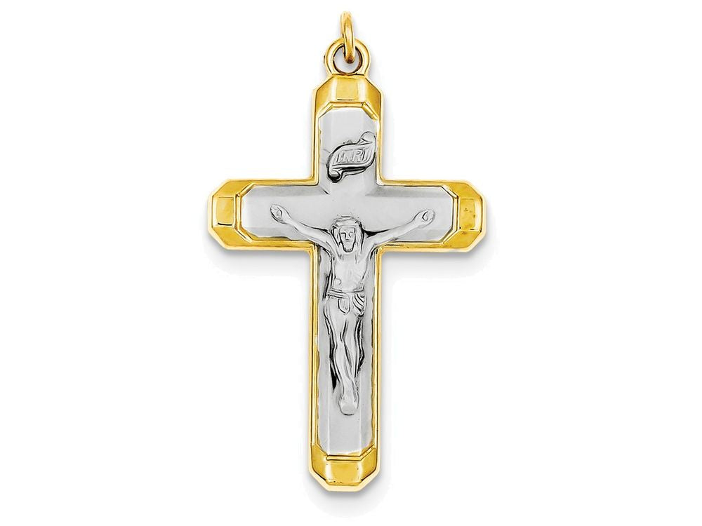 FJC Finejewelers Sterling Silver Satin and Polished Corpus Cross Pendant Necklace - Chain Included
