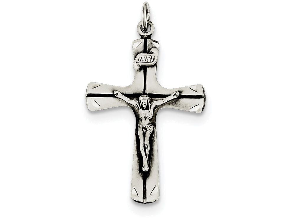 FJC Finejewelers Sterling Silver Satin Antiqued Crucifix Pendant Necklace - Chain Included