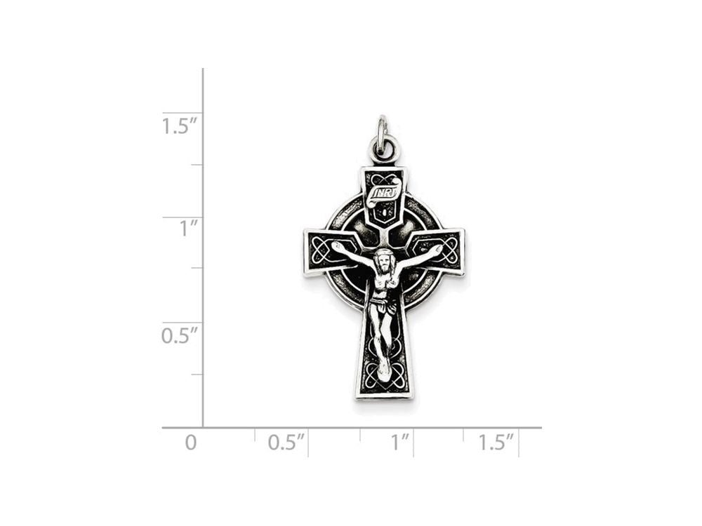 FJC Finejewelers Sterling Silver Antiqued Satin Irish Crucifix Cross Pendant Necklace - Chain Included
