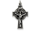 FJC Finejewelers Sterling Silver Antiqued Satin Irish Crucifix Cross Pendant Necklace - Chain Included