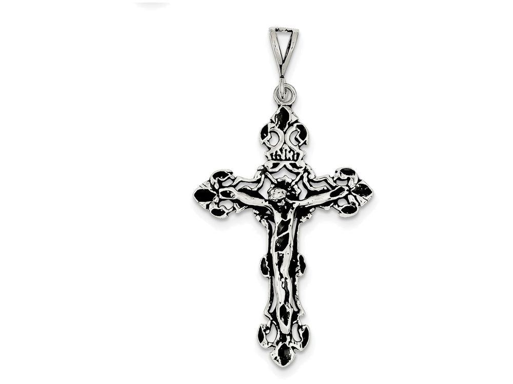 FJC Finejewelers Sterling Silver Antiqued Crucifix Charm