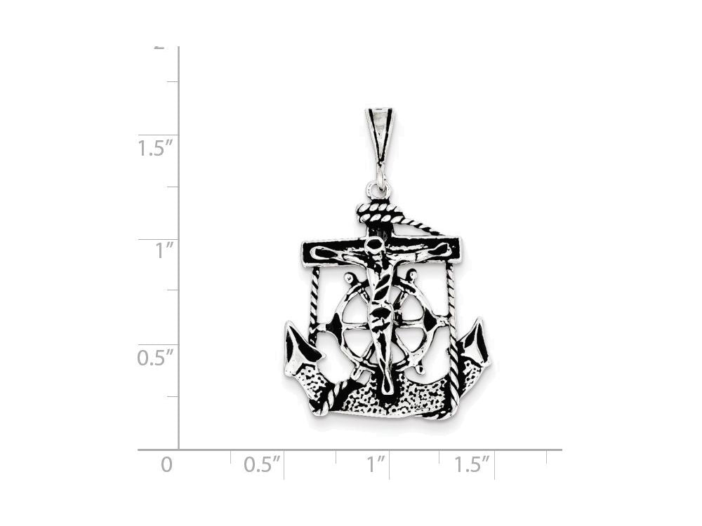 FJC Finejewelers Sterling Silver Antiqued Mariner Crucifix Charm