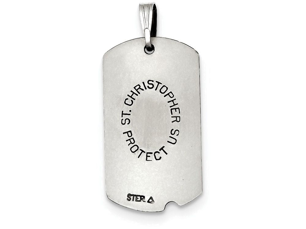 FJC Finejewelers Sterling Silver Satin Antiqued St. Christopher Dog Tag Pendant Necklace - Chain Included