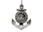 FJC Finejewelers Sterling Silver Antiqued Satin St Christopher Anchor Medal Pendant Necklace - Chain Included