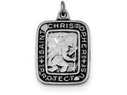 FJC Finejewelers Sterling Silver Antiqued Square St. Christopher Medal Pendant Necklace - Chain Included