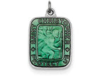 FJC Finejewelers Sterling Silver Teal Enamel Square St. Christopher Medal Pendant Necklace - Chain Included