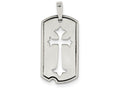 FJC Finejewelers Sterling Silver Satin Antiqued Dog Tag With Cut Out Cross Pendant Necklace - Chain Included