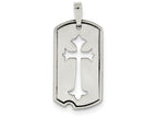 FJC Finejewelers Sterling Silver Satin Antiqued Dog Tag With Cut Out Cross Pendant Necklace - Chain Included