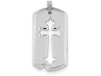 FJC Finejewelers Sterling Silver Polished Dog Tag With Cut Out Cross Pendant Necklace - Chain Included