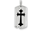 FJC Finejewelers Sterling Silver Polished With Black Epoxy Cross Dog Tag Pendant Necklace - Chain Included