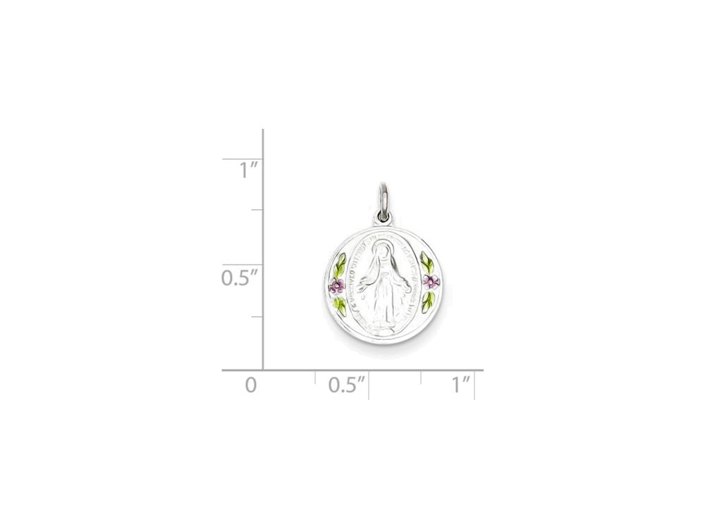 FJC Finejewelers Sterling Silver Polished Epoxy Miraculous Medal Pendant Necklace - Chain Included
