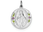 FJC Finejewelers Sterling Silver Polished Epoxy Miraculous Medal Pendant Necklace - Chain Included