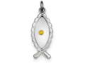 FJC Finejewelers Sterling Silver Polished and Epoxy Ichthus With Mustard Seed Pendant Necklace - Chain Included