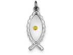 FJC Finejewelers Sterling Silver Polished and Epoxy Ichthus With Mustard Seed Pendant Necklace - Chain Included