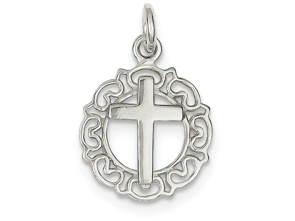 FJC Finejewelers Sterling Silver Circle and Cross Pendant Necklace - Chain Included