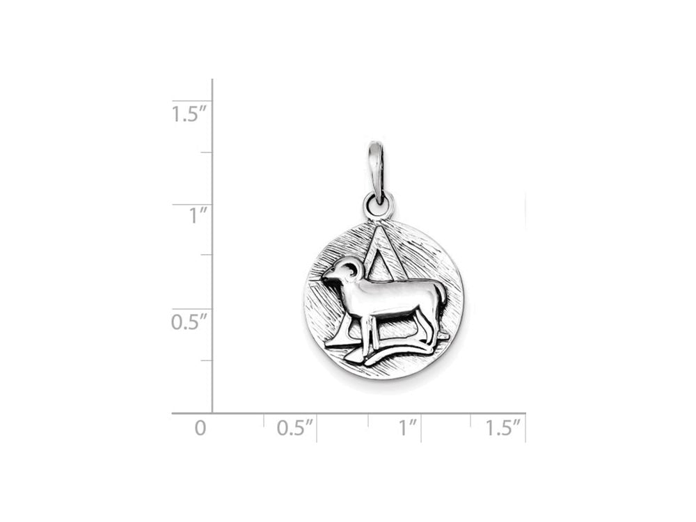 FJC Finejewelers Sterling Silver Polished Antique Finish Aries Horoscope Pendant Necklace - Chain Included